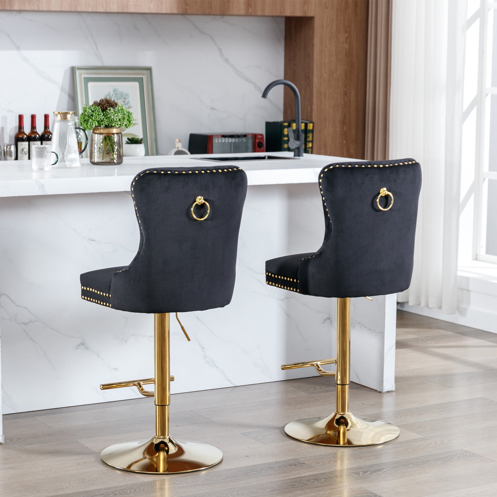Luxury Tufted Velvet Bar Stool