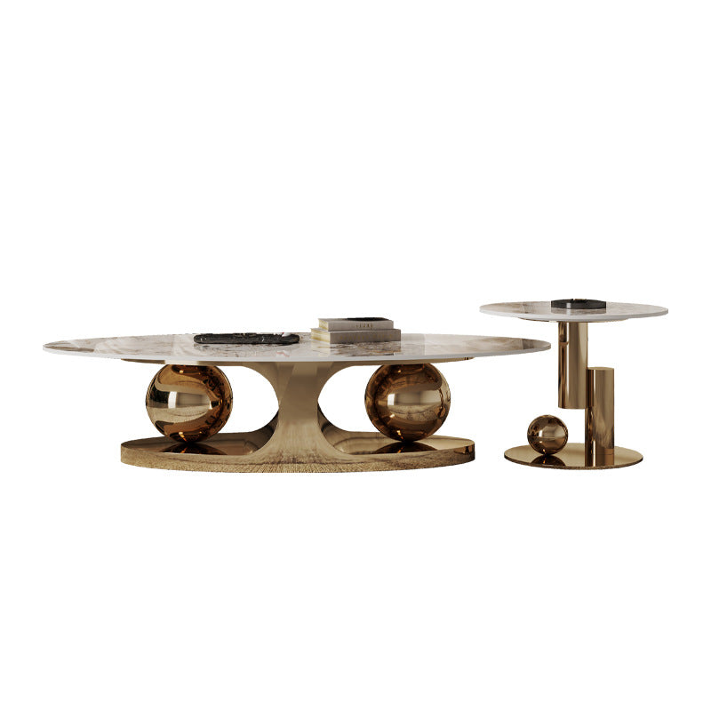 Luxury Rock Plate Stainless Steel Coffee Table