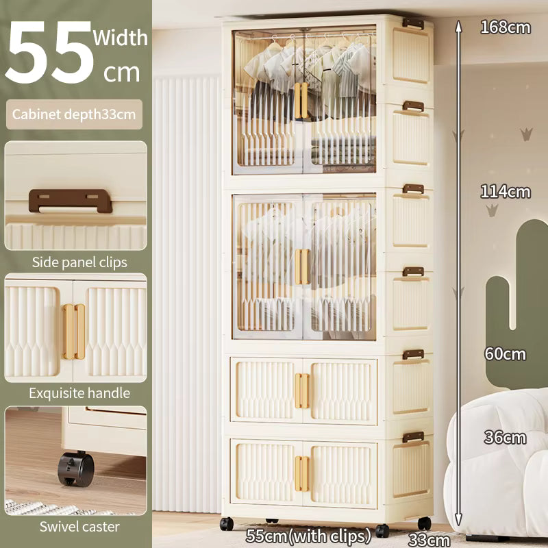 Multifunctional Portable Wardrobe with Hanging Space & Storage Shelves