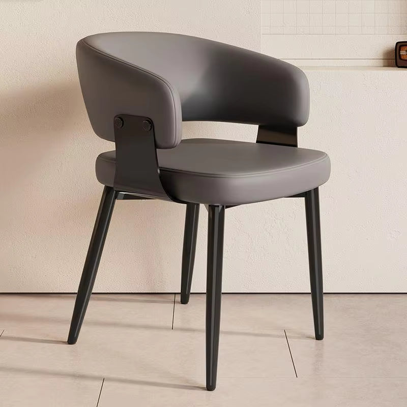 Contemporary Nordic Luxury Metal Faux Leather Dining Chair