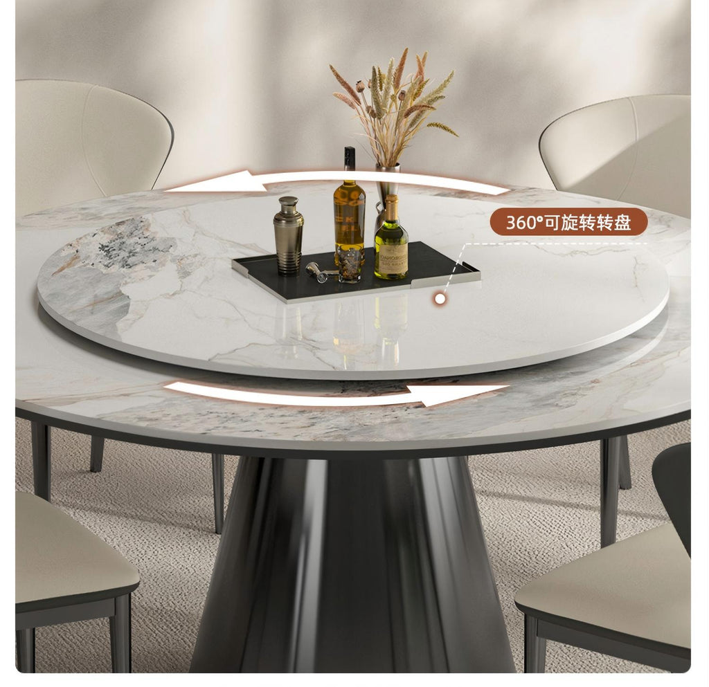 Modern Luxury Marble Dining Table Set – 6 Seater | Metal Frame