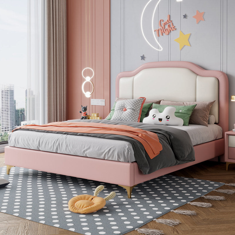 Luxury Upholstered Bed Frame with Wooden Accents