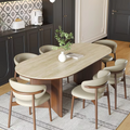 Nordic French Retro Oval Dining Table Set with 6 Chairs