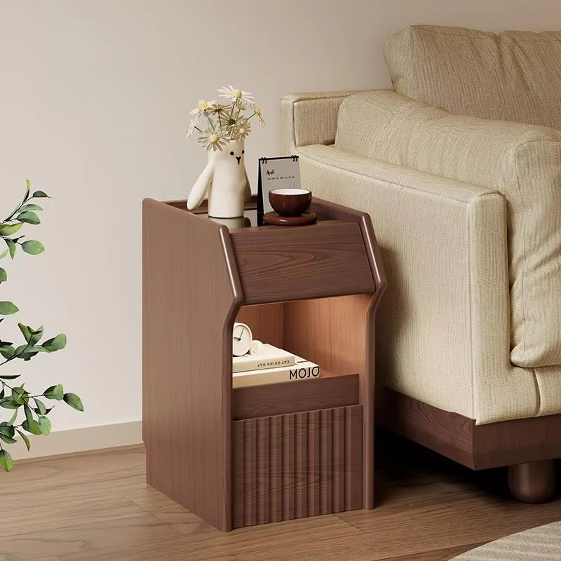 Walnut Wooden Nightstand Bedside Table