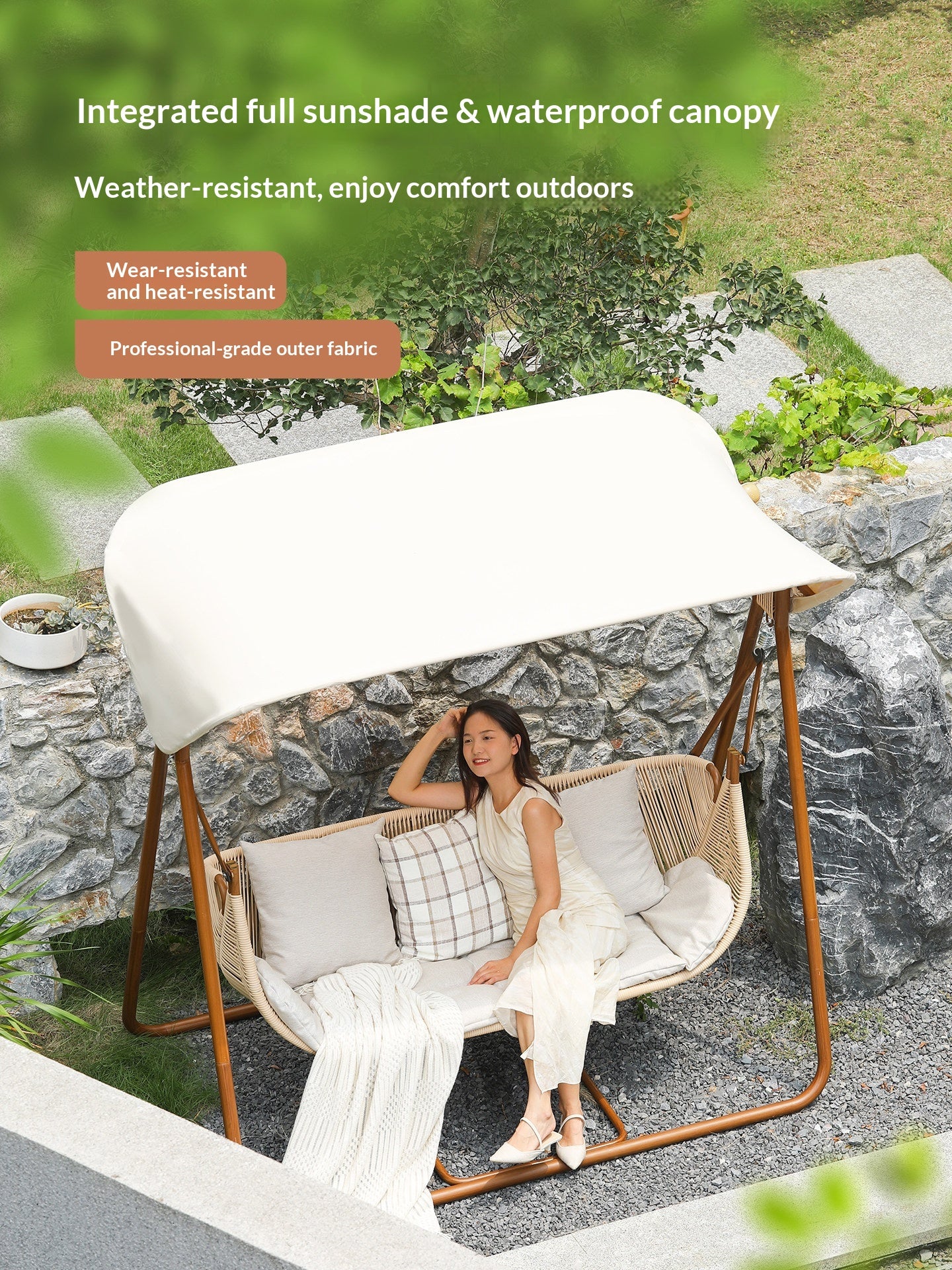 Outdoor Steel Swing Chair with Canopy