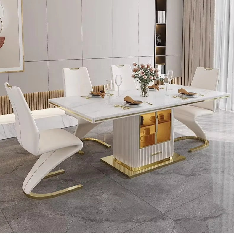 Modern Luxury Dining Table Set with 6 Chairs