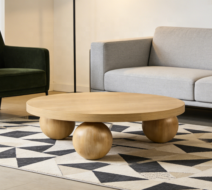 Light Wood Round Coffee Table