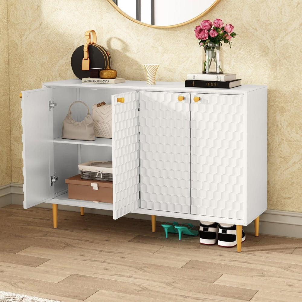 Hexagon Honeycomb Pattern Sideboard Cabinet