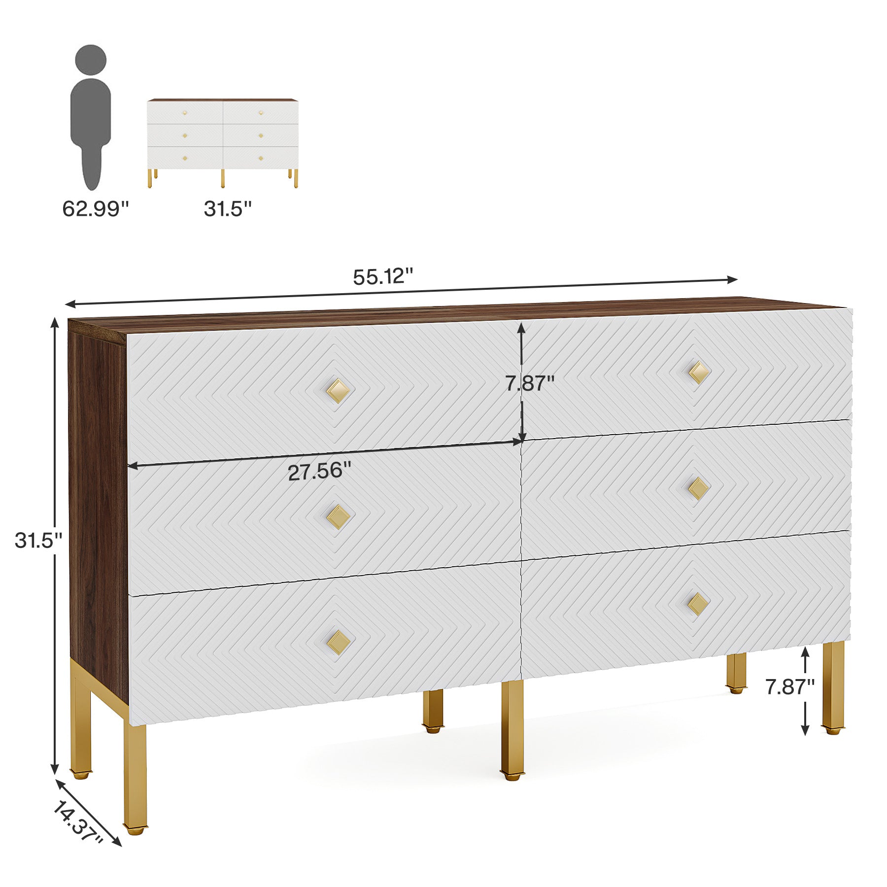 Modern Extendable Chest of Drawers