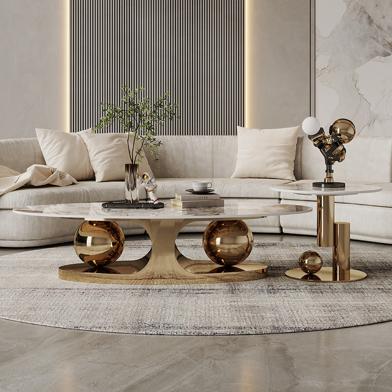 Luxury Rock Plate Stainless Steel Coffee Table