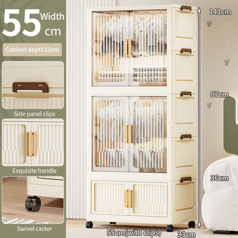 Multifunctional Portable Wardrobe with Hanging Space & Storage Shelves