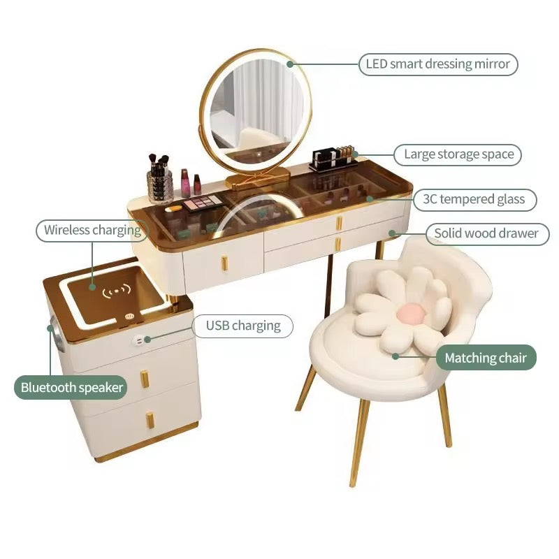 Solid Oak Wood Foldable Vanity Table