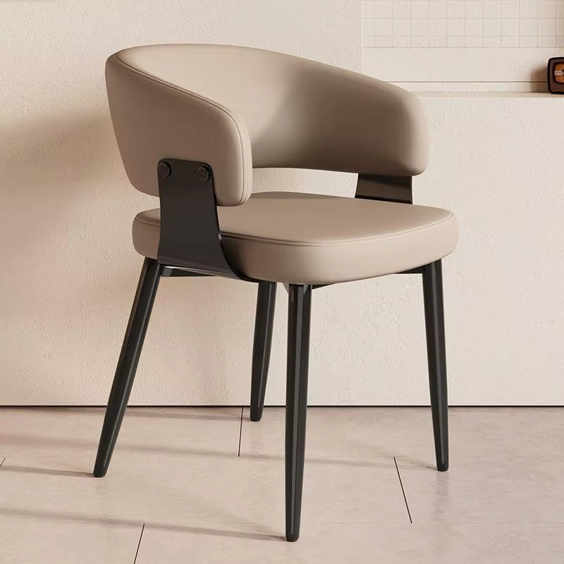 Contemporary Nordic Luxury Metal Faux Leather Dining Chair