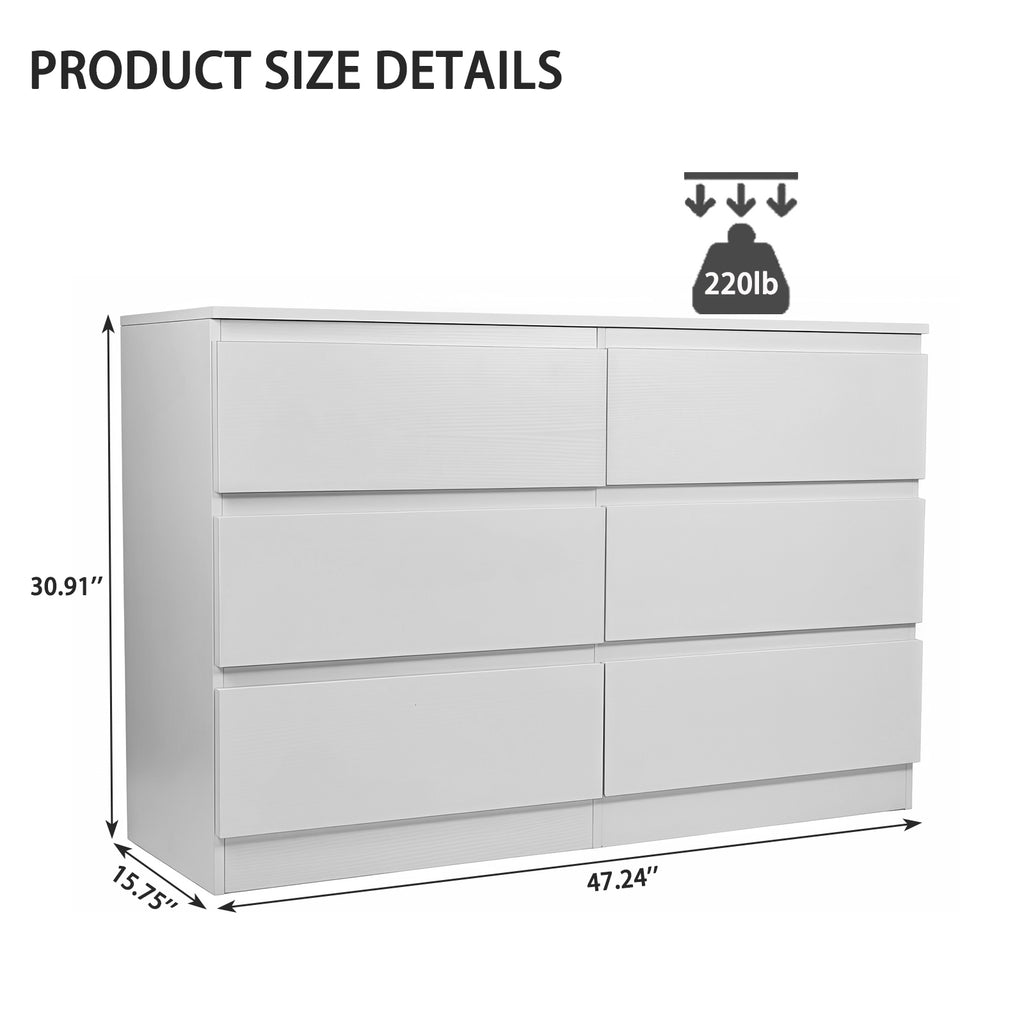 ATUNUS Handle-Free 6 Drawer Dresser