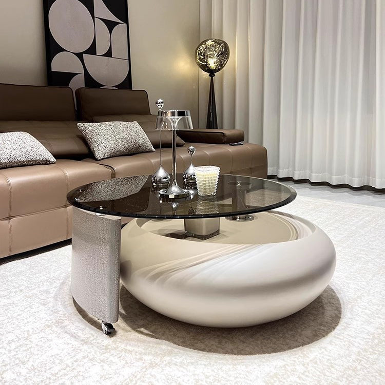 Contemporary Sleek Glass Top Coffee Table