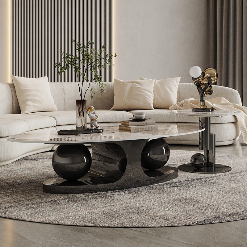 Luxury Rock Plate Stainless Steel Coffee Table