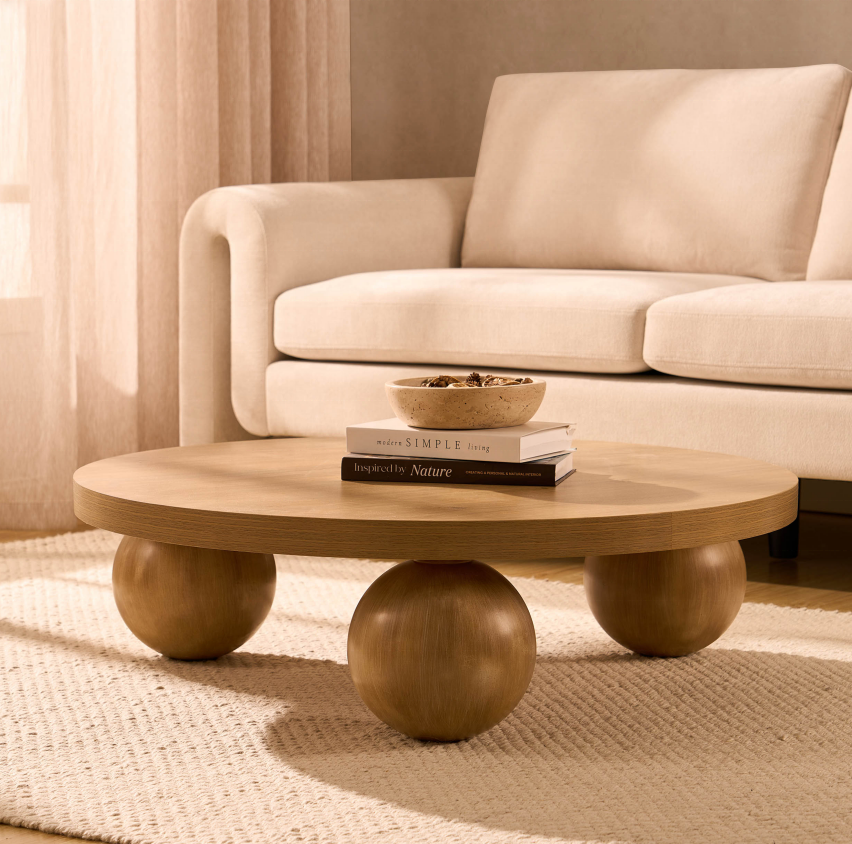 Light Wood Round Coffee Table