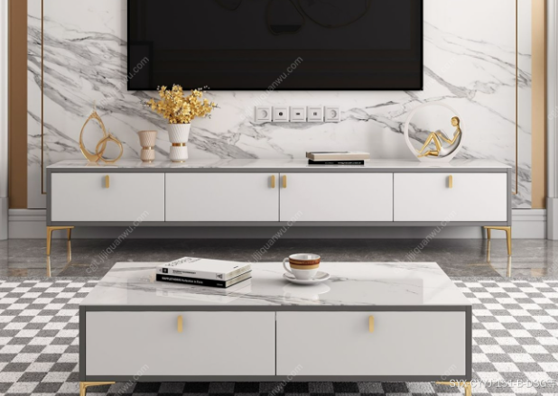 Light Luxury Style Glossy TV Unit