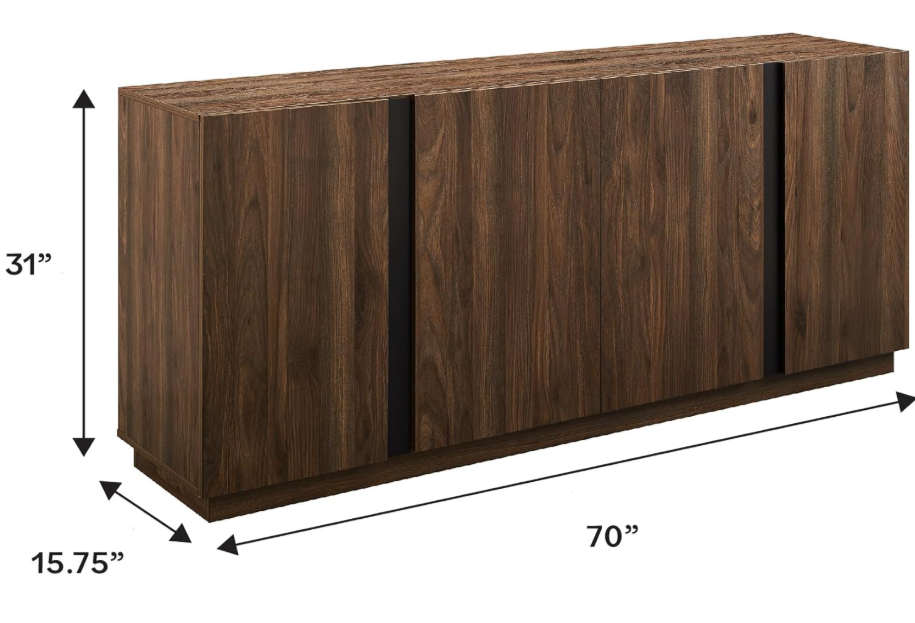 70 Inch Dark Walnut Minimalist 4 Door Sideboard