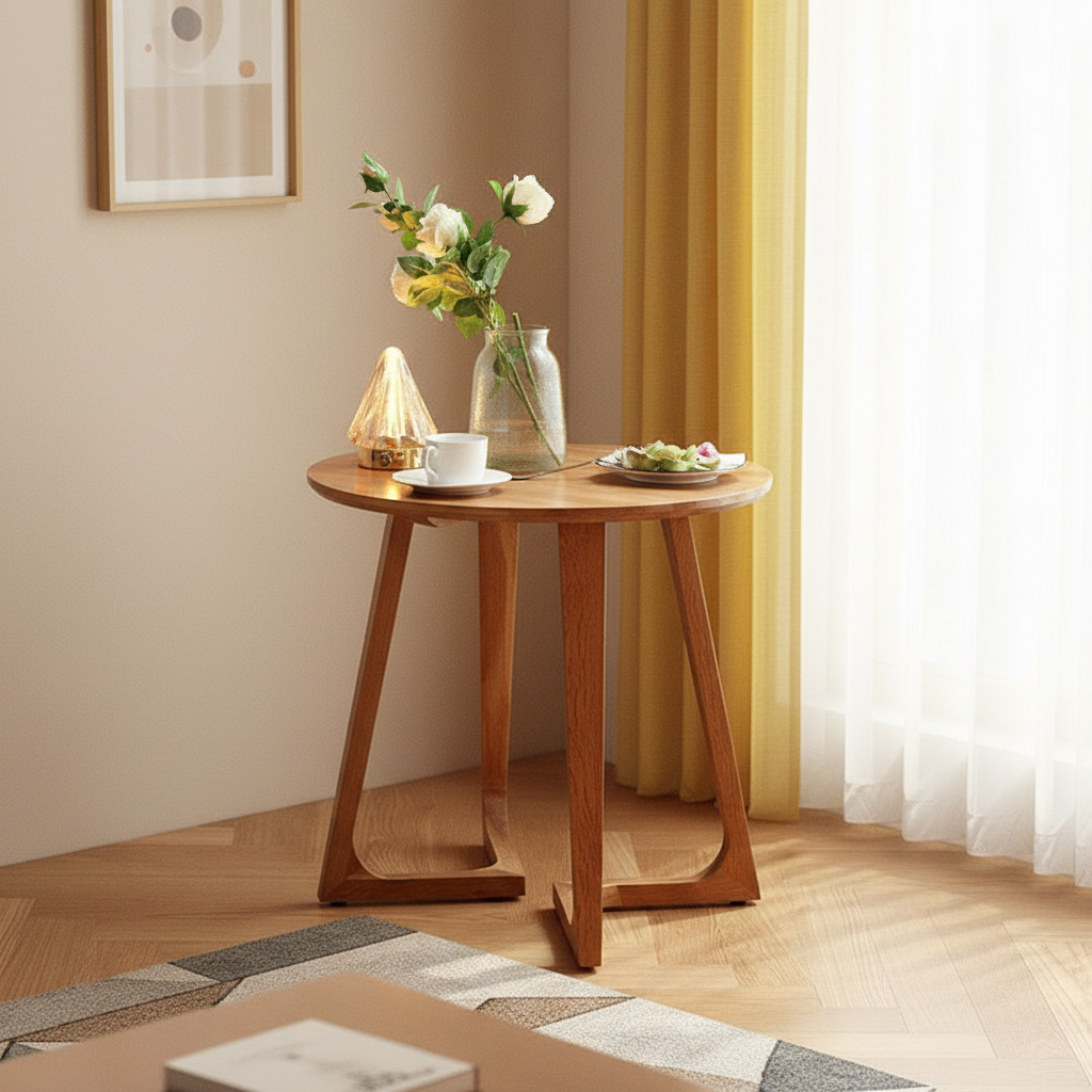 Nordic Round Rubberwood Side Table