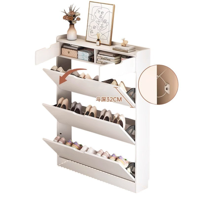 Ultra Thin Modern Wooden Panel Shoe Cabinet