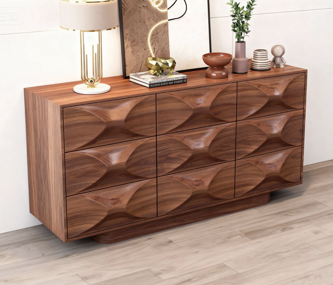 Modern Solid Wood Walnut Color Sideboard