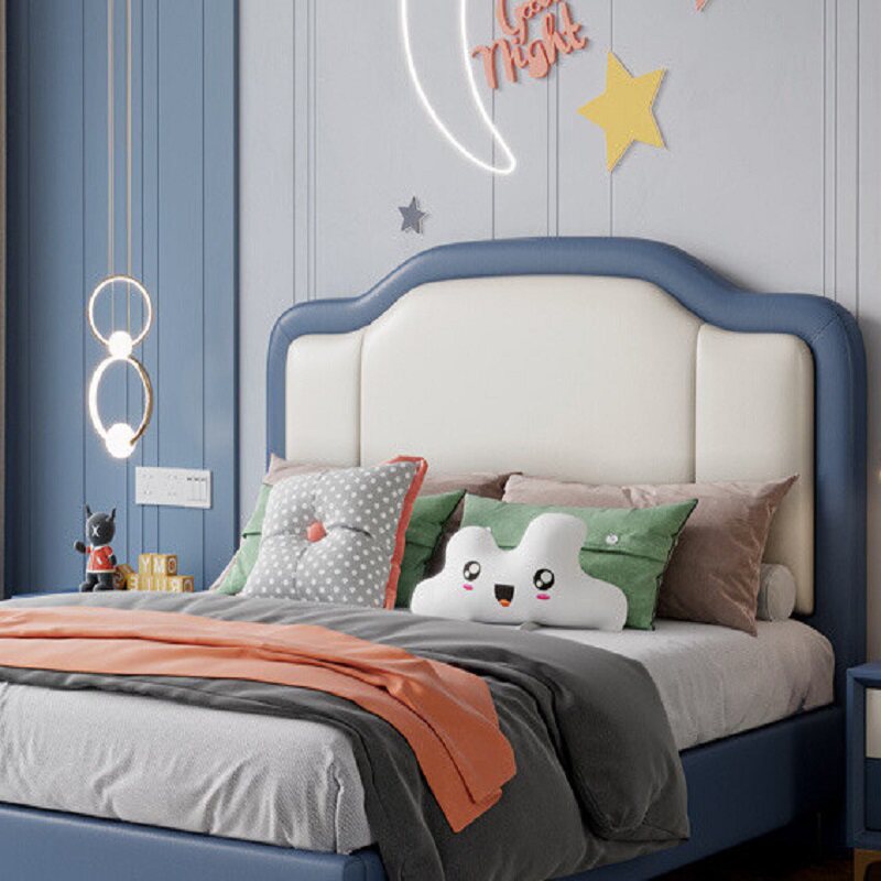 Luxury Upholstered Bed Frame with Wooden Accents