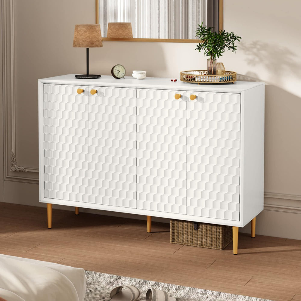 Hexagon Honeycomb Pattern Sideboard Cabinet