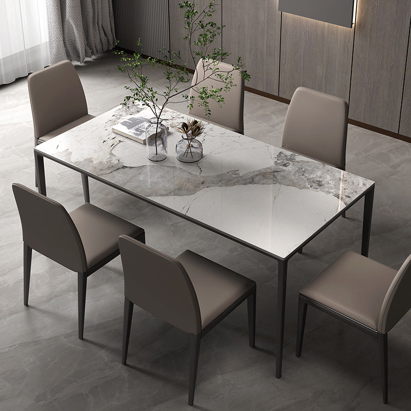 Modern Rectangular Dining Table Set with 6 Chairs