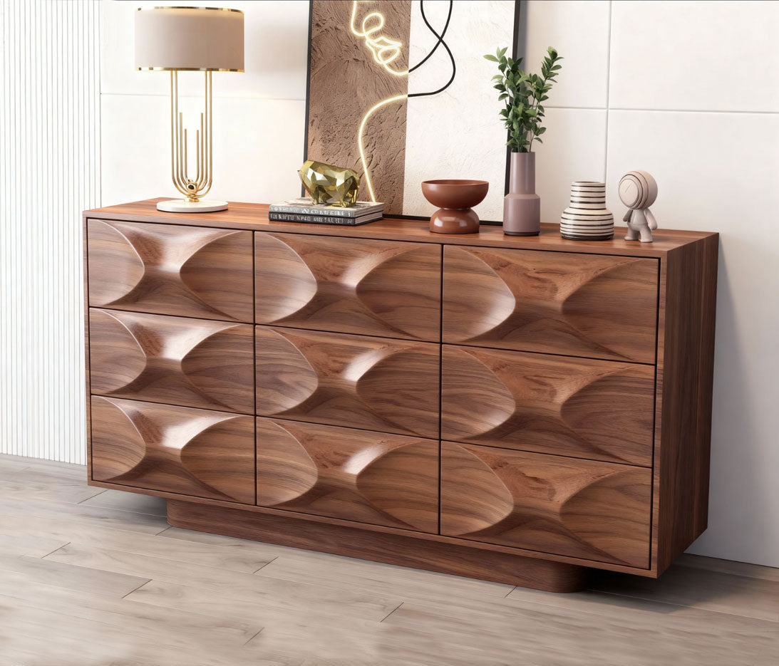 Modern Solid Wood Walnut Color Sideboard