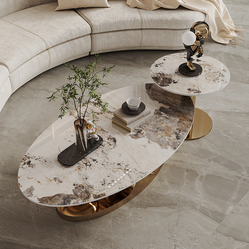 Luxury Rock Plate Stainless Steel Coffee Table