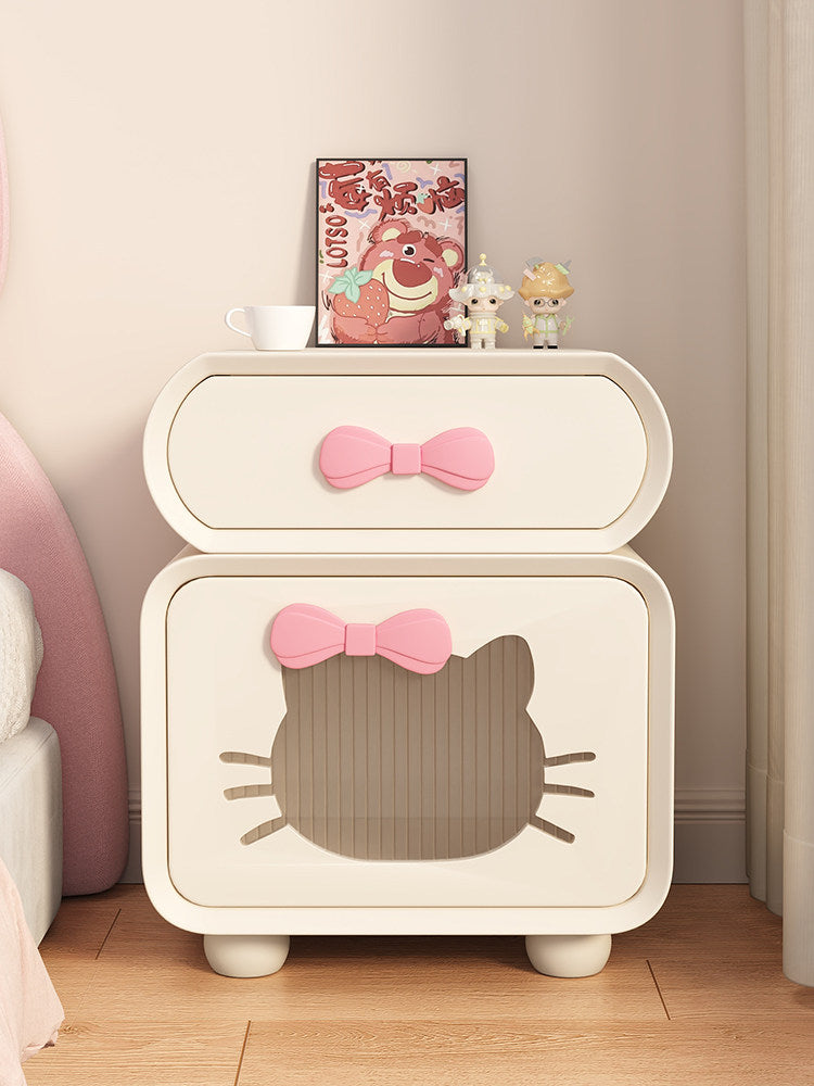 Pink Modern Style Bedside Table Storage Cabinet
