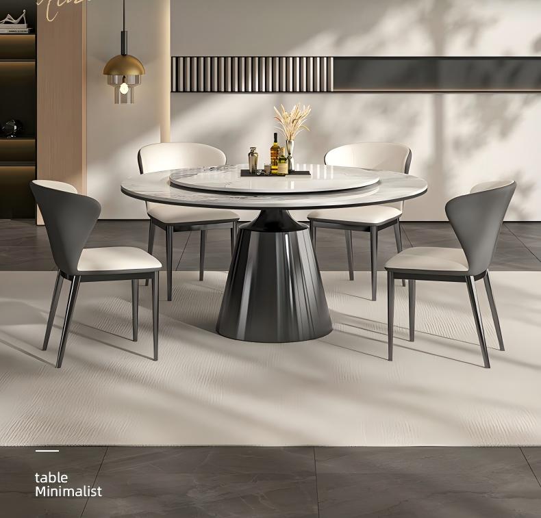 Modern Luxury Marble Dining Table Set – 6 Seater | Metal Frame