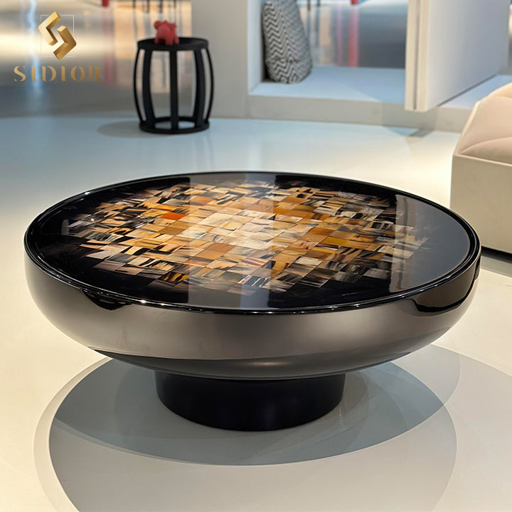 Luxury Modern Nordic Black Round Coffee Table