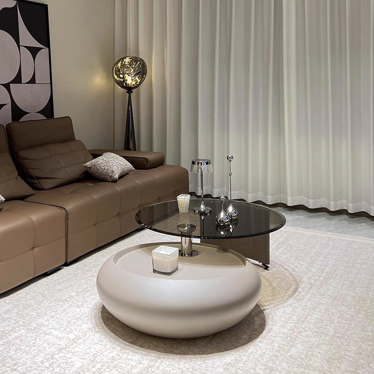 Contemporary Sleek Glass Top Coffee Table
