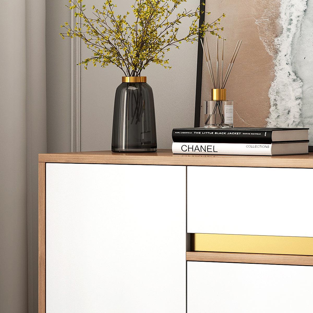 Modern Wooden Shoe Cabinet with Seat