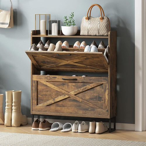 Expandable Bamboo Shoe Rack with Storage