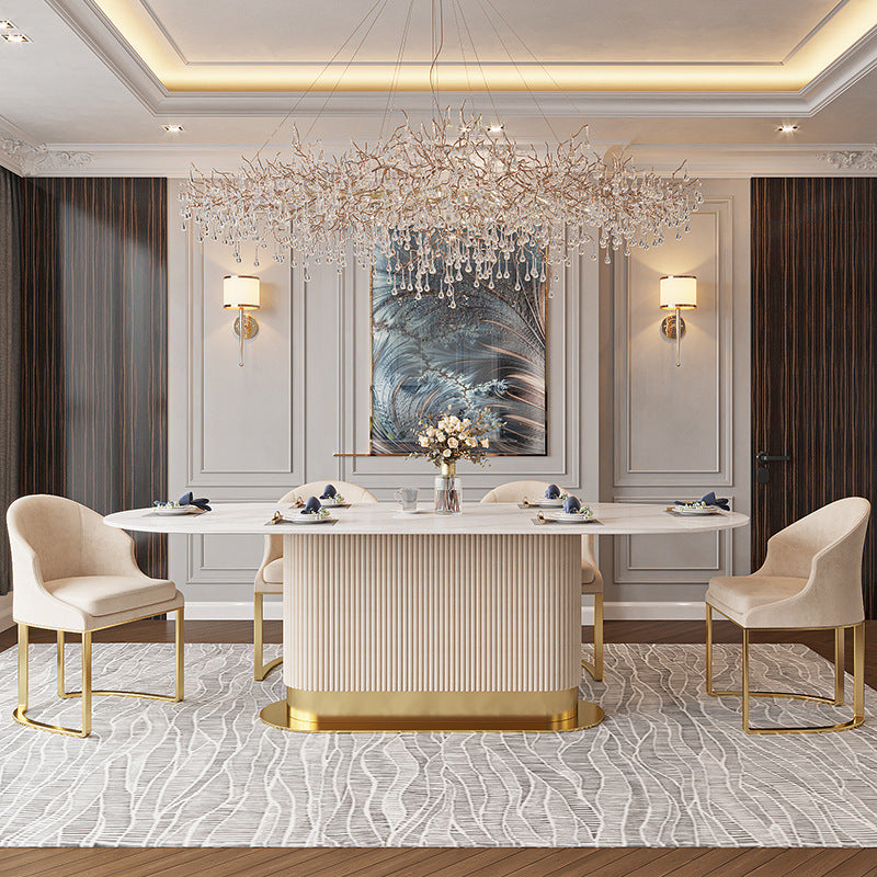 Modern Nordic Oval Marble Dining Table – 4 to 6 Seater | Luxury Design