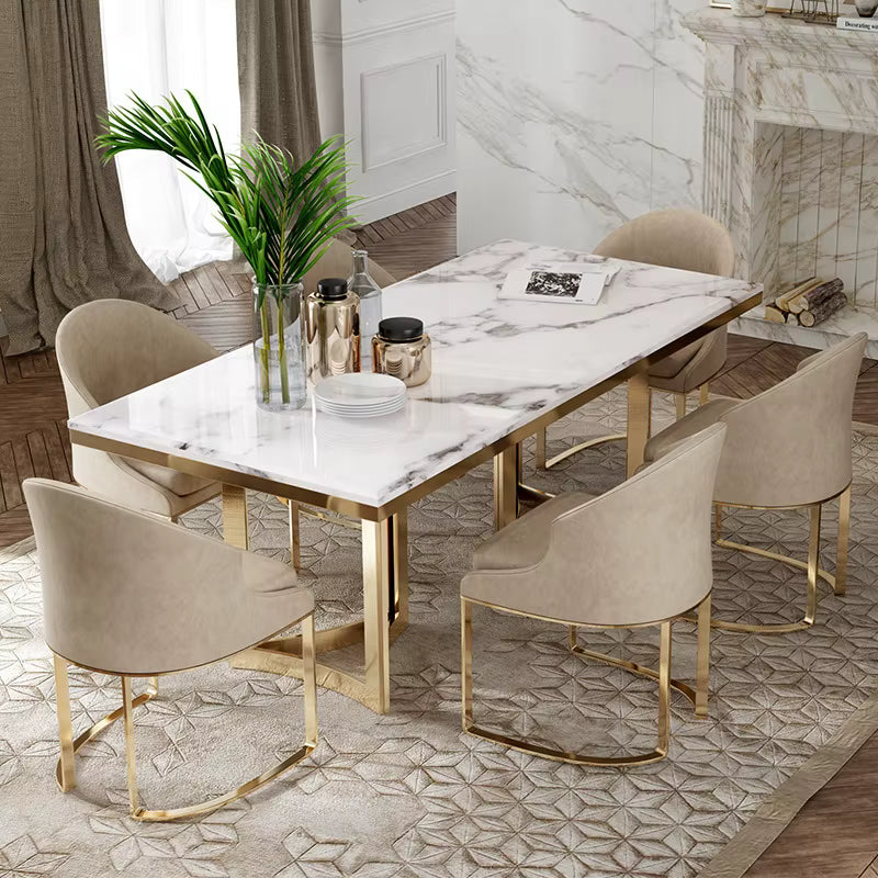 Luxury Marble Dining Table Set with 6 Chairs