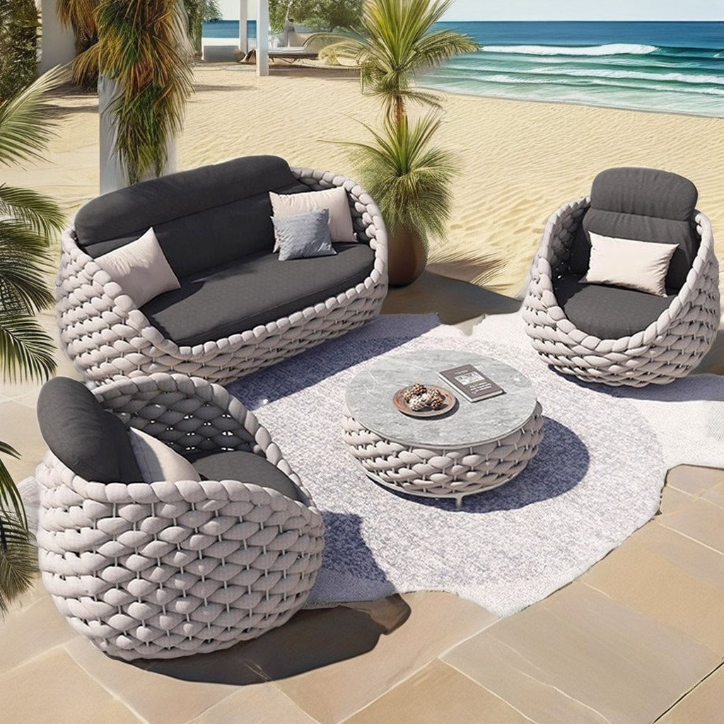 Luxury All-Weather Outdoor Rope Sofa Set