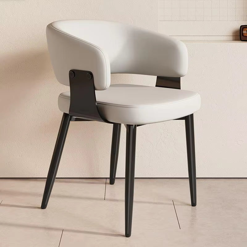 Contemporary Nordic Luxury Metal Faux Leather Dining Chair