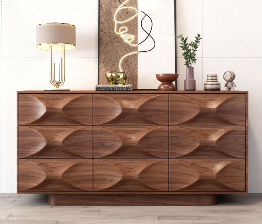 Modern Solid Wood Walnut Color Sideboard