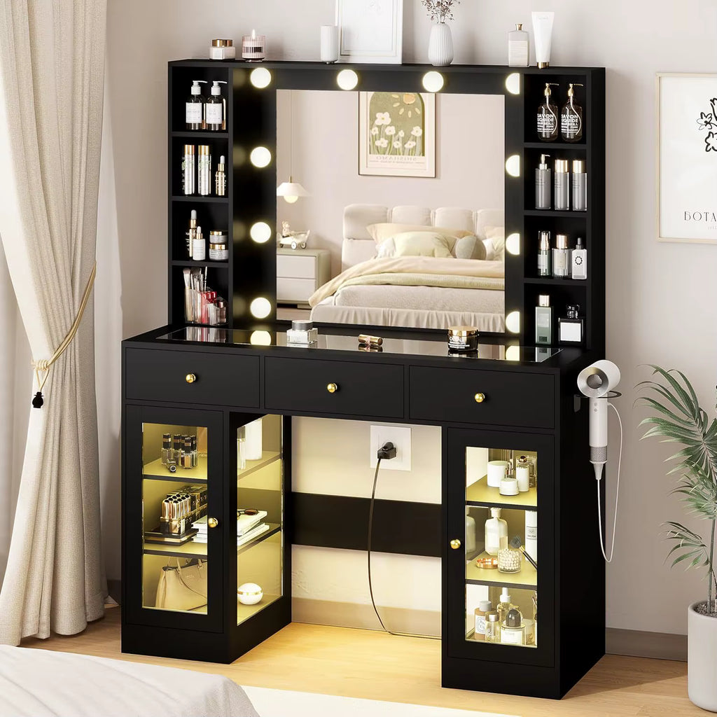 Modern Glass Display Cabinet with LED Lighting