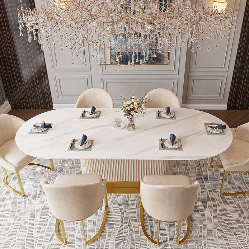 Modern Nordic Oval Marble Dining Table – 4 to 6 Seater | Luxury Design
