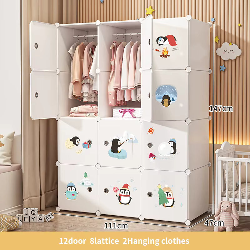 Portable Foldable Metal Wardrobe with Extendable Storage