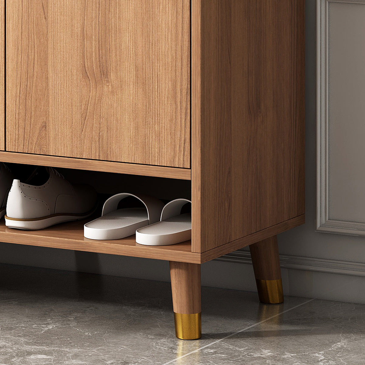 Modern Wooden Shoe Cabinet with Seat