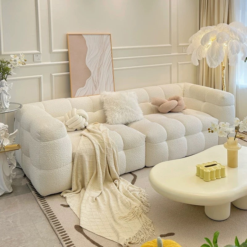 Cream Colored Marshmallow Style Sofa