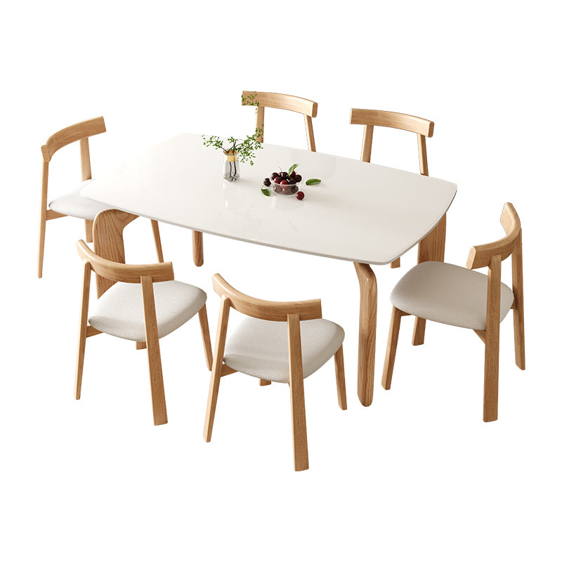 Nordic French Crème Oval Dining Table Set with 6 Chairs