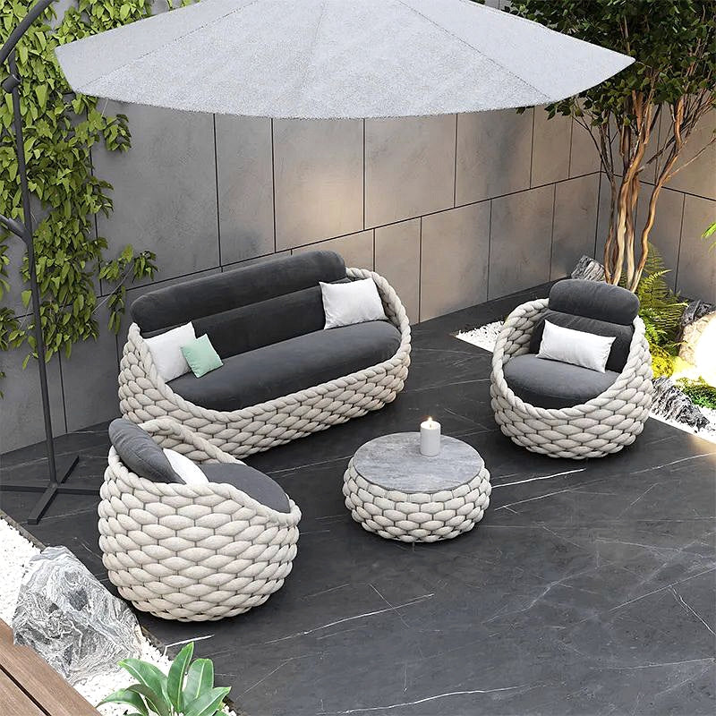Luxury All-Weather Outdoor Rope Sofa Set