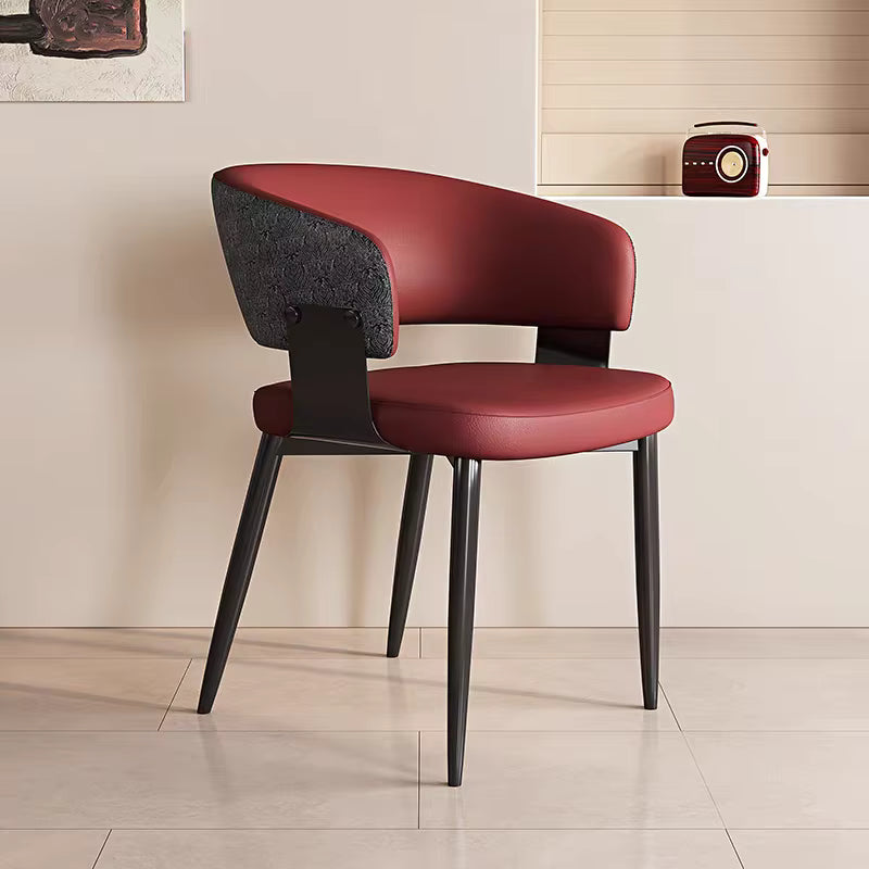 Contemporary Nordic Luxury Metal Faux Leather Dining Chair